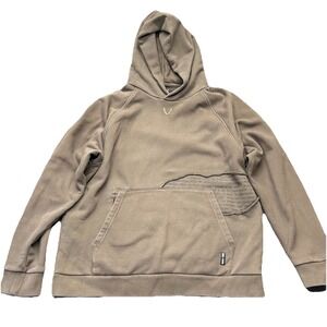 ASRV Hoodie Mantra Patchwork Pullover Brown Cotton Logo Casual Men's Size L